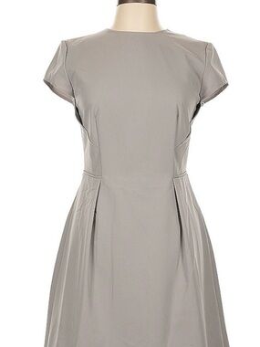 Ava & Aiden Light Gray Cap-Sleeve Fit and Flare Midi Dress